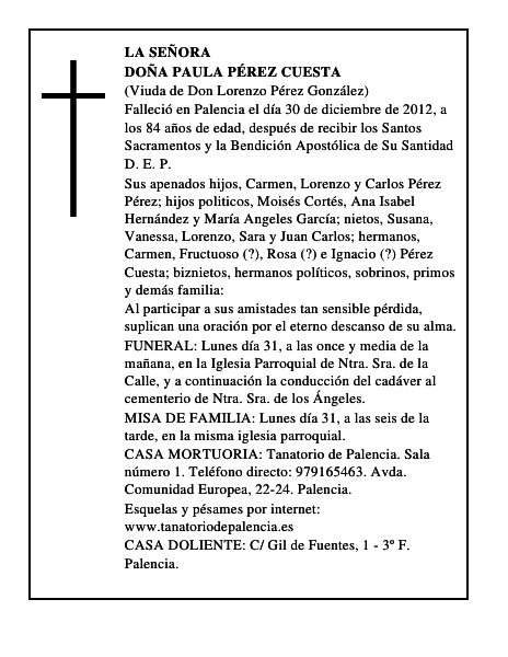 Doña Paula Pérez Cuesta