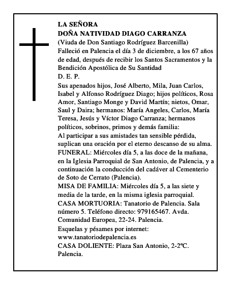 Doña Natividad Diago Carranza