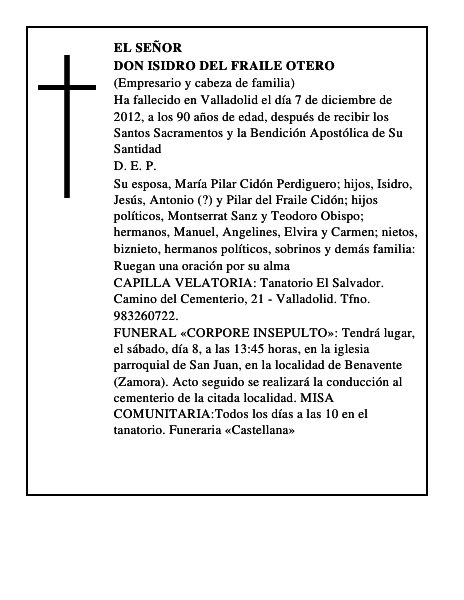 Don Isidro del Fraile Otero