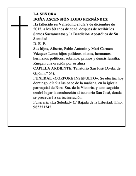 Doña Ascensión Lobo Fernández