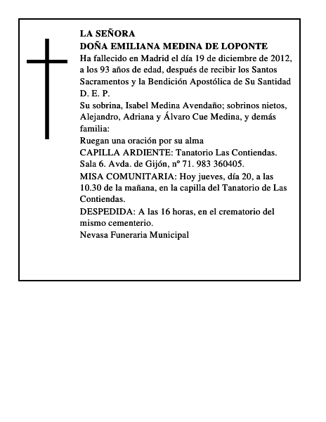 Doña Emiliana Medina de Loponte