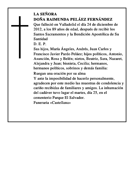 Doña Raimunda Peláez Fernández