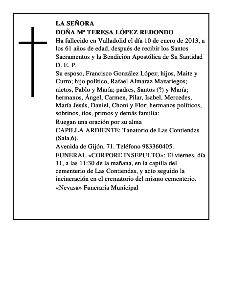Doña Mª Teresa López Redondo