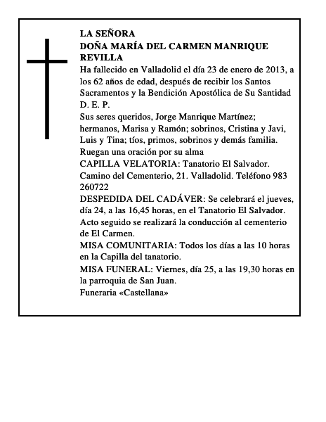 Doña María del Carmen Manrique Revilla