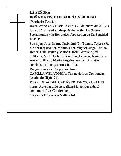 Doña Natividad García Verdugo
