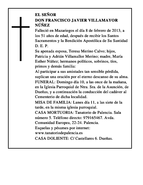 Don Francisco Javier Villamayor Núñez