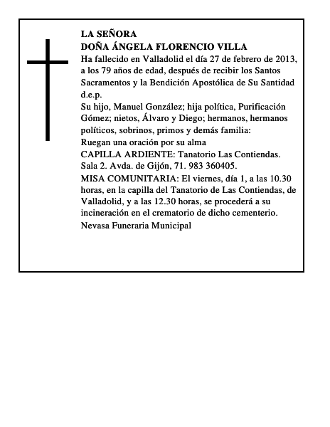 Doña Ángela Florencio Villa