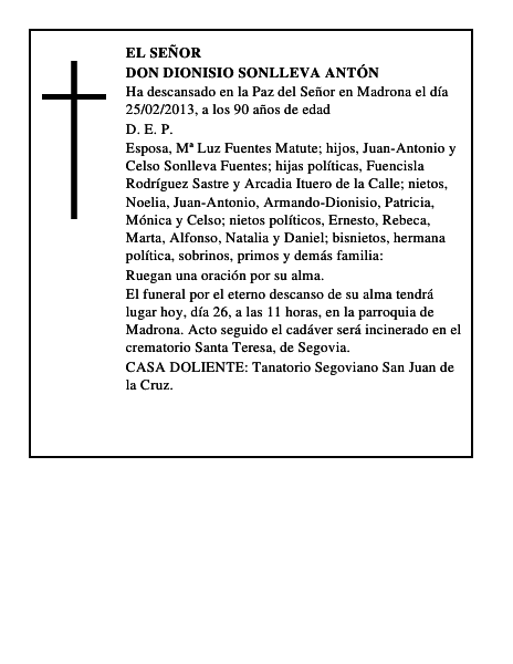 Don Dionisio Sonlleva Antón