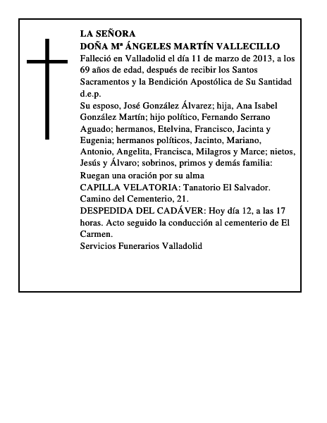 Doña Mª Ángeles Martín Vallecillo