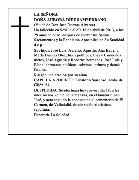 Doña Aurora Díez Sampedrano