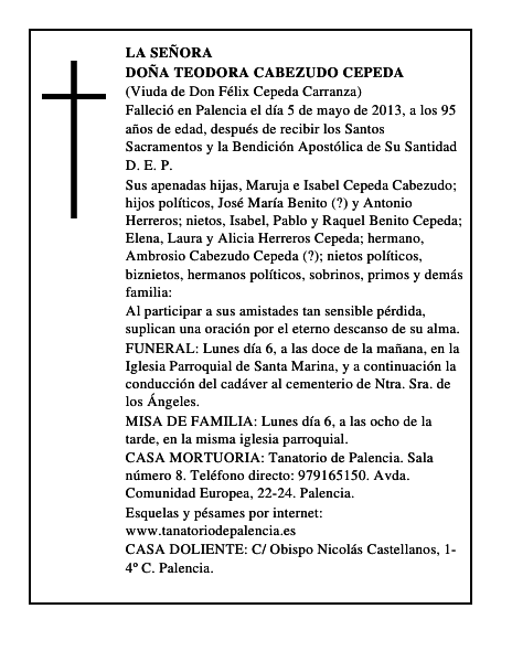 Doña Teodora Cabezudo Cepeda