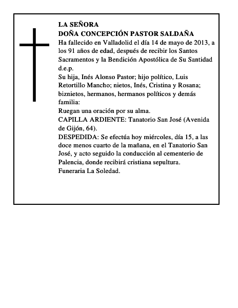Doña Concepción Pastor Saldaña