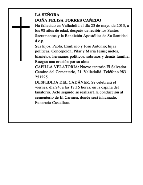 Doña Felisa Torres Cañedo