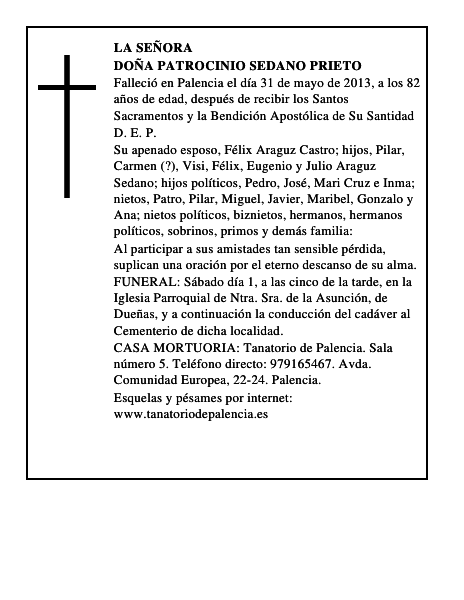 Doña Patrocinio Sedano Prieto