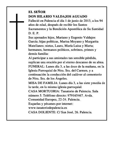 Don Hilario Valdajos Aguado