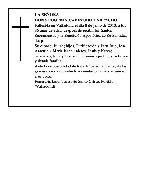 Doña Eugenia Cabezudo Cabezudo