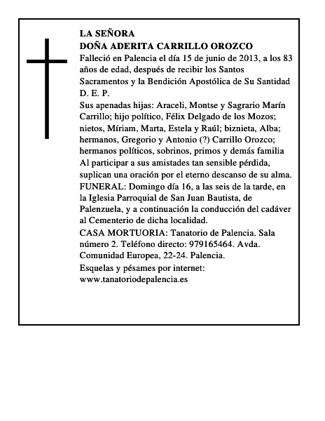 Doña Aderita Carrillo Orozco