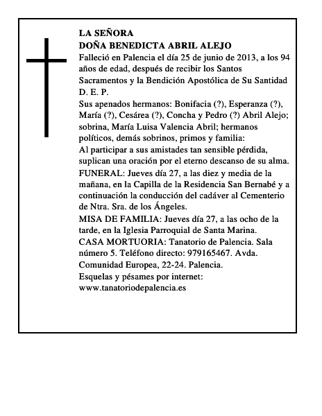 Doña Benedicta Abril Alejo