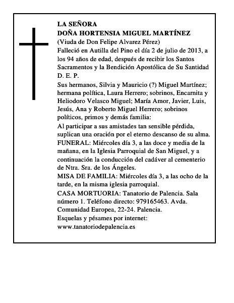 Doña Hortensia Miguel Martínez