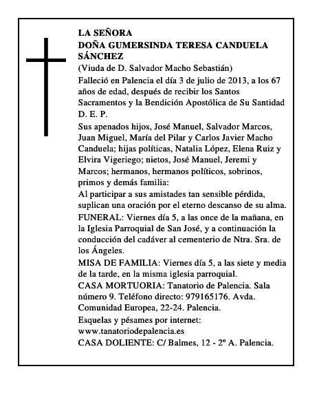 Doña Gumersinda Teresa Canduela Sánchez