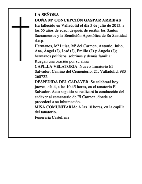 Doña Mª Concepción Gaspar Arribas