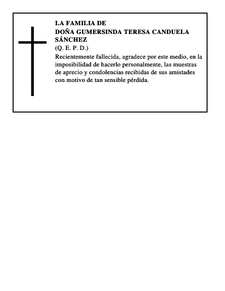 Doña Gumersinda Teresa Canduela Sánchez