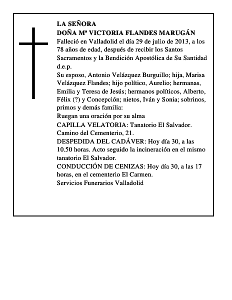 Doña Mª Victoria Flandes Marugán