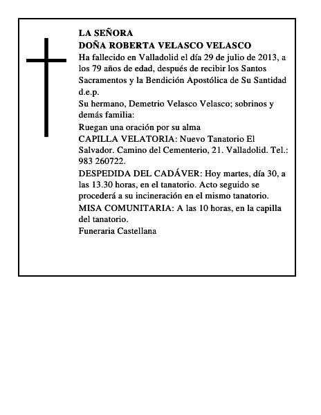 Doña Roberta Velasco Velasco