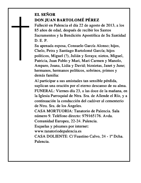 Don Juan Bartolomé Pérez