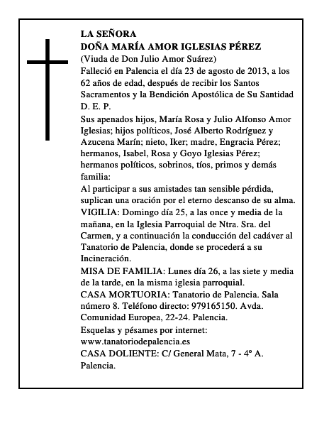 Doña María Amor Iglesias Pérez