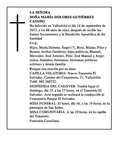 Doña María Dolores Gutiérrez Casado
