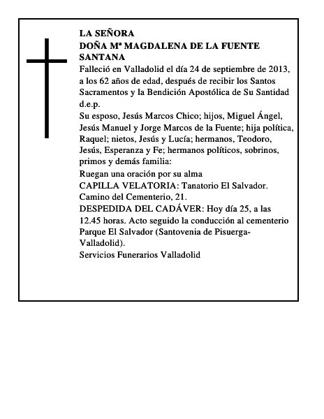 Doña Mª Magdalena de la Fuente Santana