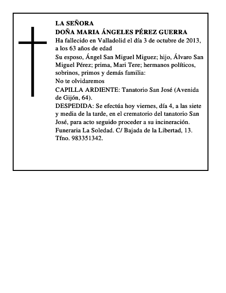 Doña Maria Ángeles Pérez Guerra