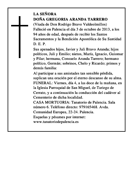 Doña Gregoria Aranda Tarrero