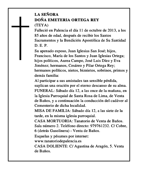 Doña Emeteria Ortega Rey