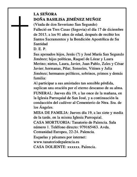 Doña Basilisa Jiménez Muñoz