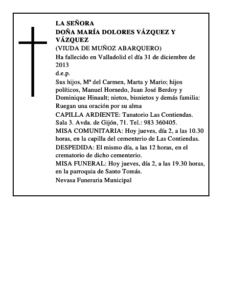 Doña María Dolores Vázquez y Vázquez