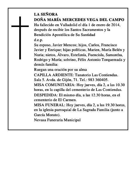 Doña María Mercedes Vega del Campo