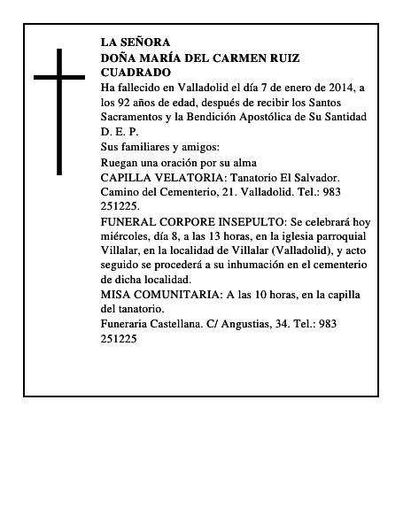Doña María del Carmen Ruiz Cuadrado