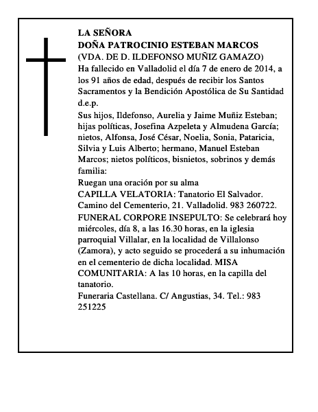 Doña Patrocinio Esteban Marcos