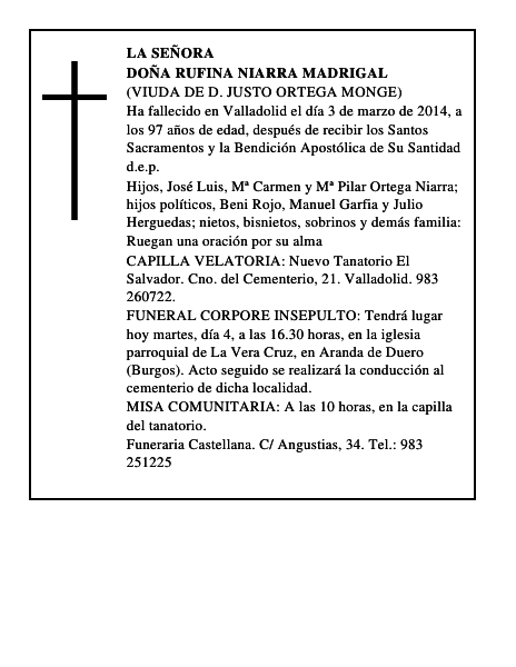 Doña Rufina Niarra Madrigal