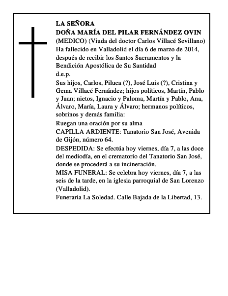 Doña María del Pilar Fernández Ovin