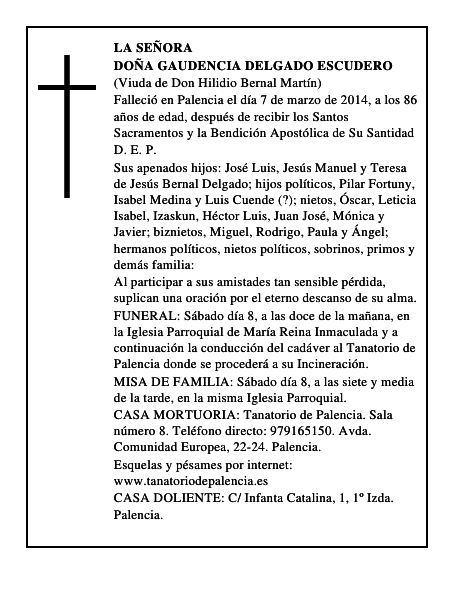 Doña Gaudencia Delgado Escudero
