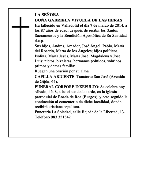 Doña Gabriela Viyuela de las Heras