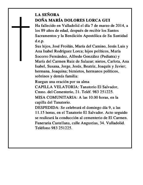 Doña María Dolores Lorca Gui