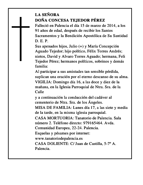 Doña Concesa Tejedor Pérez
