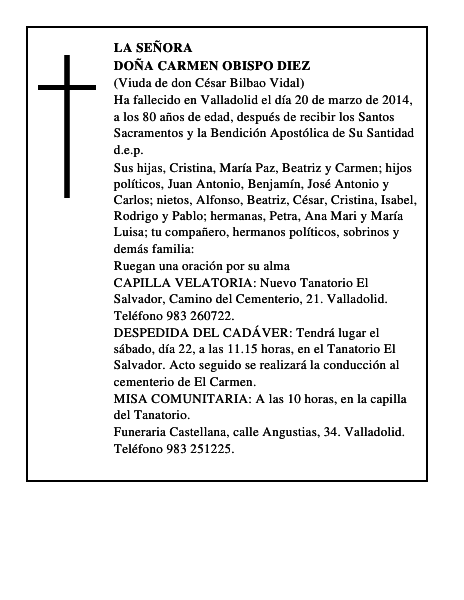 Doña Carmen Obispo Diez