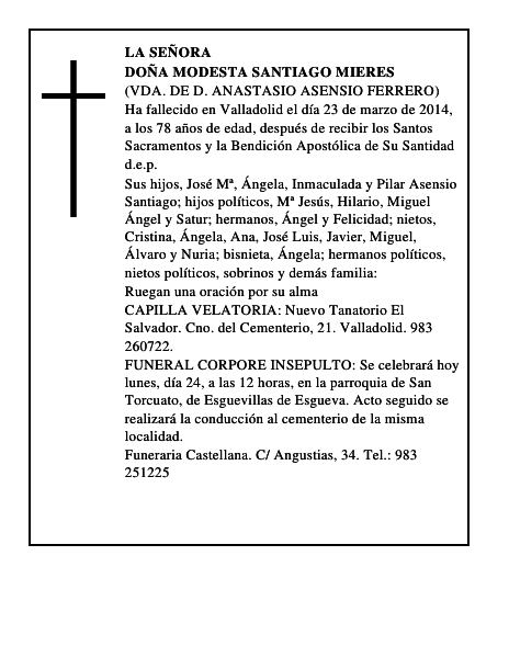 Doña Modesta Santiago Mieres
