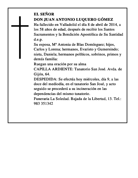 Don Juan Antonio Luquero Gómez