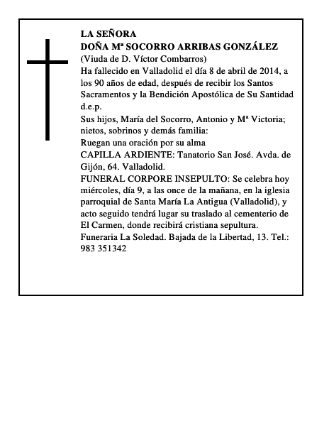 Doña Mª Socorro Arribas González